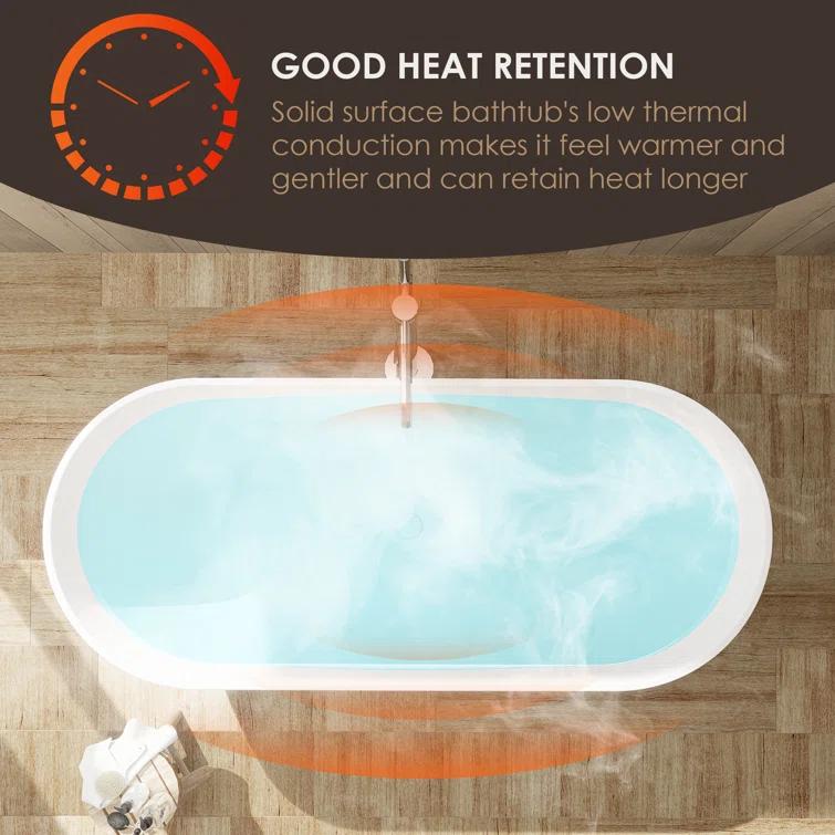 Ryder 68.9'' x 29.5'' Freestanding Soaking Stone Rein Bathtub