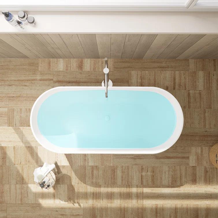 Ryder 59.1'' x 29.5'' Freestanding Soaking Stone Rein Bathtub