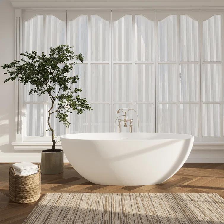Altair Euston 65'' x 29.9'' Freestanding Soaking Stone Rein Bathtub 53165-BAT-MW