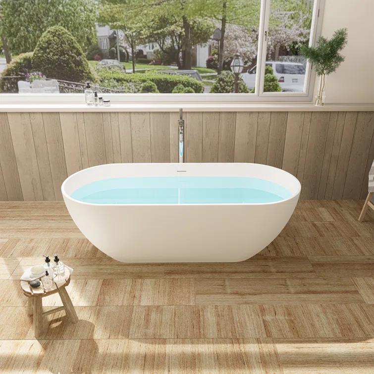 Ryder 59.1'' x 29.5'' Freestanding Soaking Stone Rein Bathtub