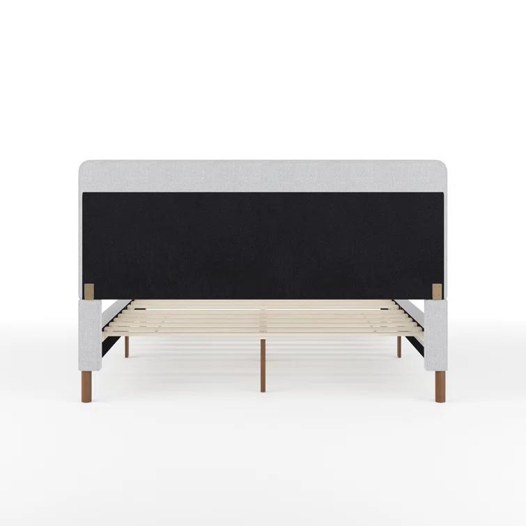 Martha Stewart Britta Upholstered Platform Bed With Piped Detail Headboard