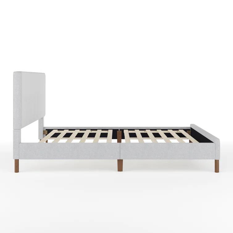 Martha Stewart Britta Upholstered Platform Bed With Piped Detail Headboard