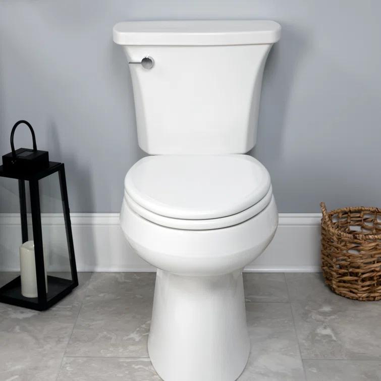 Linden Elongated Slow Close Toilet Seat, Non Slip Heavy Duty Wood, Easy Install, White