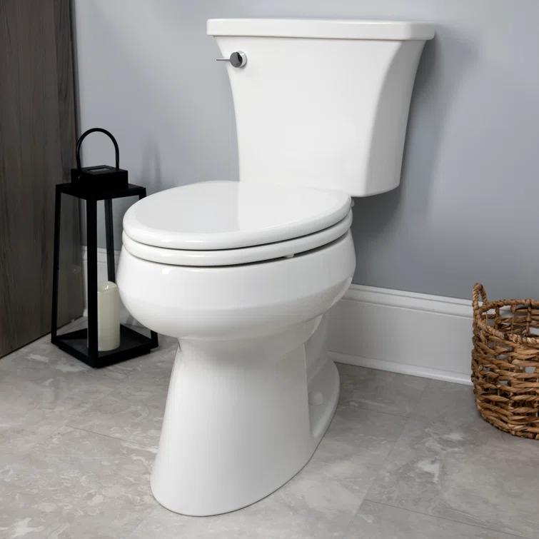 Linden Elongated Slow Close Toilet Seat, Non Slip Heavy Duty Wood, Easy Install, White