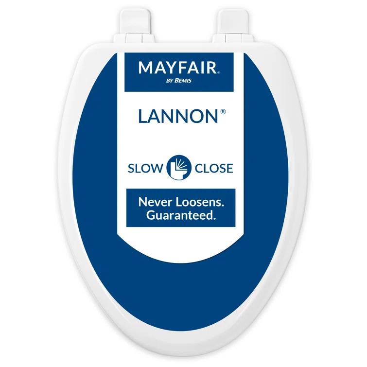Linden Elongated Slow Close Toilet Seat, Non Slip Heavy Duty Wood, Easy Install, White