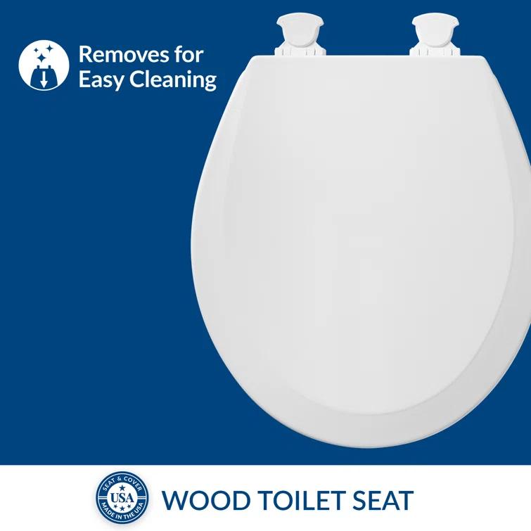 Bemis 1500EC Toilet Seat with Easy Clean & Change Hinges, Durable Wood