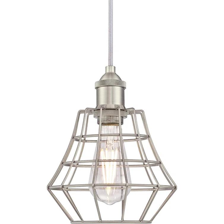 Nathaniel 1 - Light Brushed Nickel Geometric Pendant