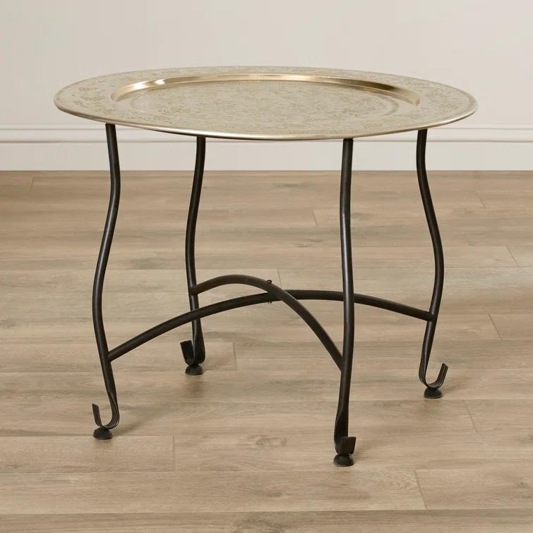 Butler Specialty Metalworks Moroccan Round Tray Table In Silver