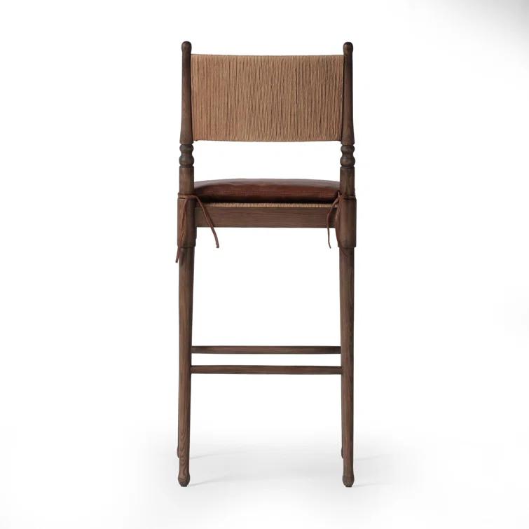 Fayth Bar and Counter Stool by Amber Lewis x Four Hands - Mahogany Leather / Bar