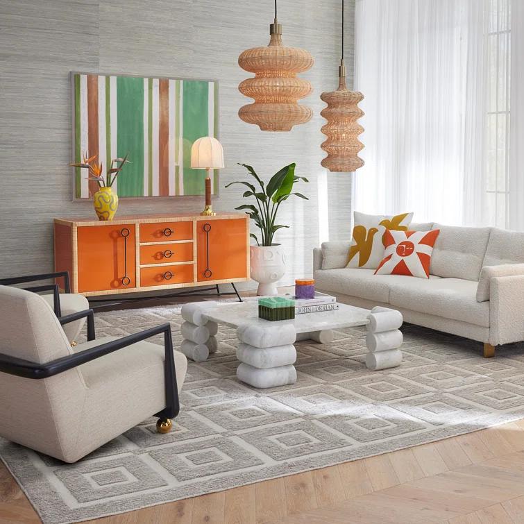 Jonathan Adler Circuit Marble Top Coffee Table