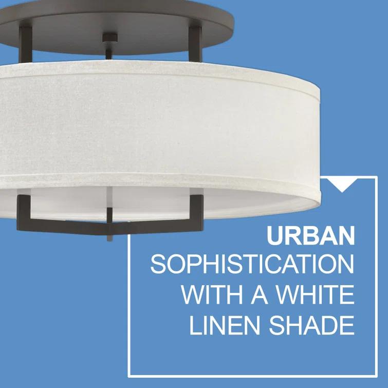 Hampton 3 - Light Shaded Drum Semi Flush Mount