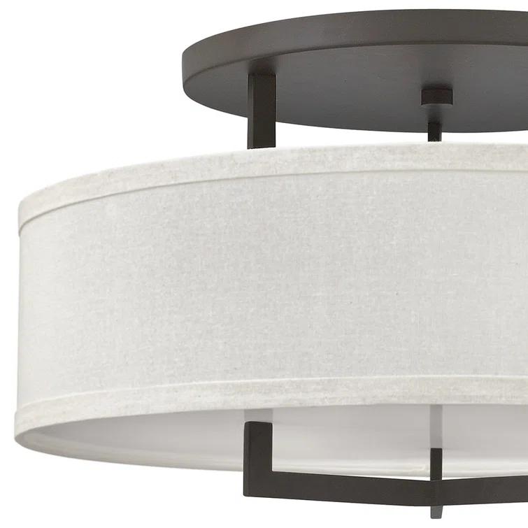 Hampton 3 - Light Shaded Drum Semi Flush Mount