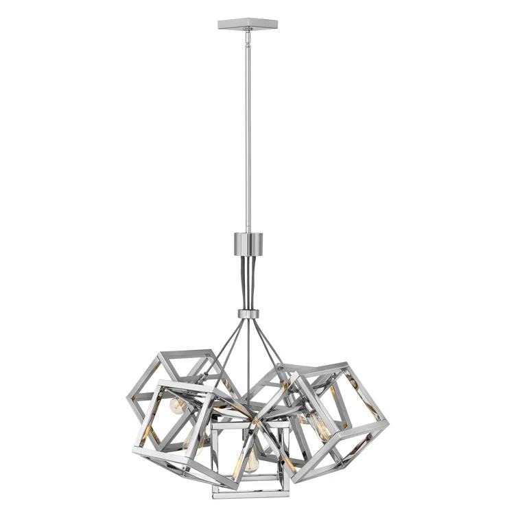 Ensemble Five Light Cluster Geometric Square Chandelier