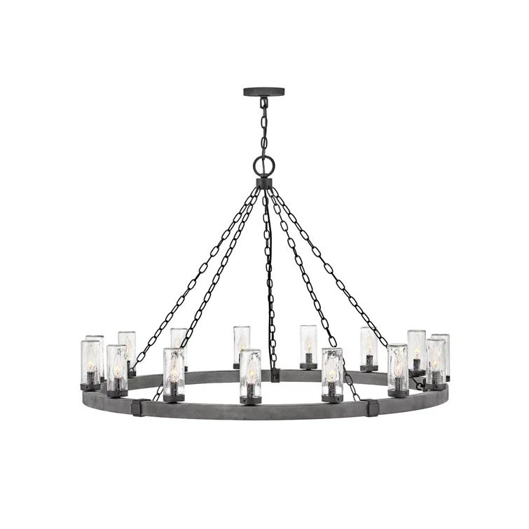 Sawyer 15-Light Single Tier Outdoor Rustic Chandelier