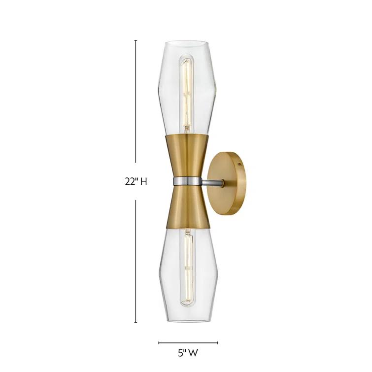 Livie 2-Light Tall Angular Wall Sconce with On/Off Button