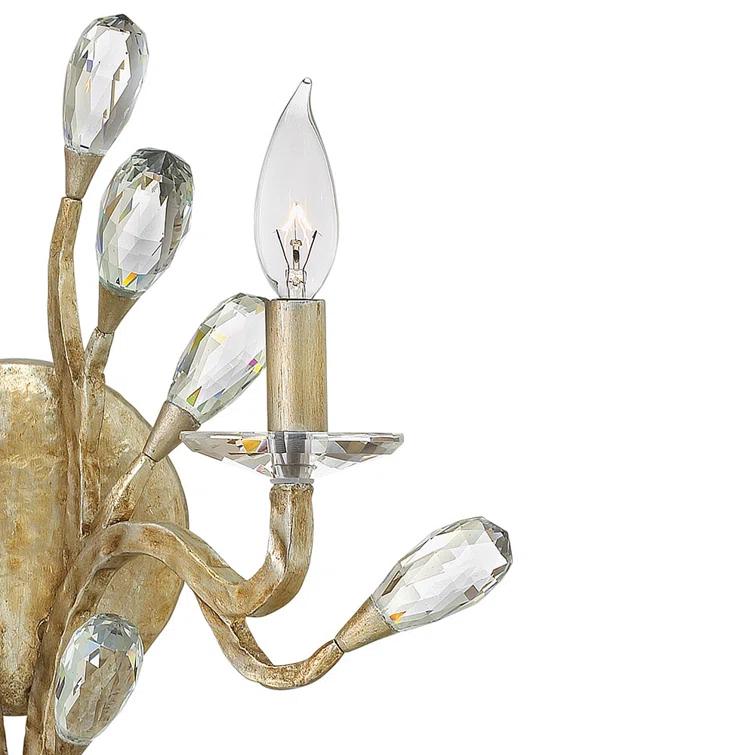 Fredrick Ramond Diandre Two-Light Wall Sconce w/ Faceted Clear Crystal Buds