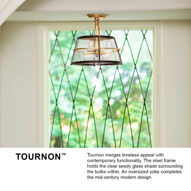Tournon 15" Three-Light Pendant w/ Clear Seedy Glass