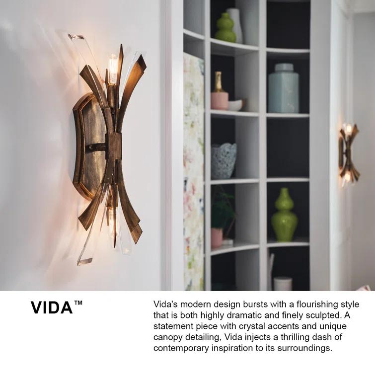 Vida 17.25" Two-Light Modern Wall Sconce w/ Crystal Accents