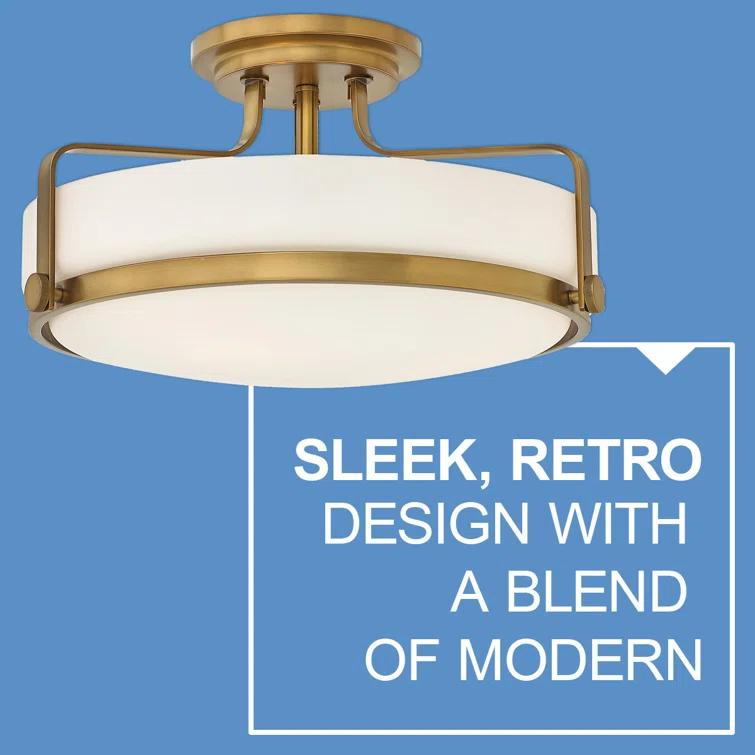 Harper Three Light 18" Retro Bowl Semi-Flush Mount Ceiling Light
