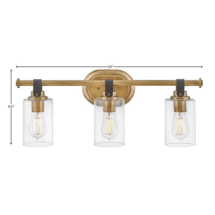 Heritage Brass 3-Light Vanity Light with Clear Glass Shades