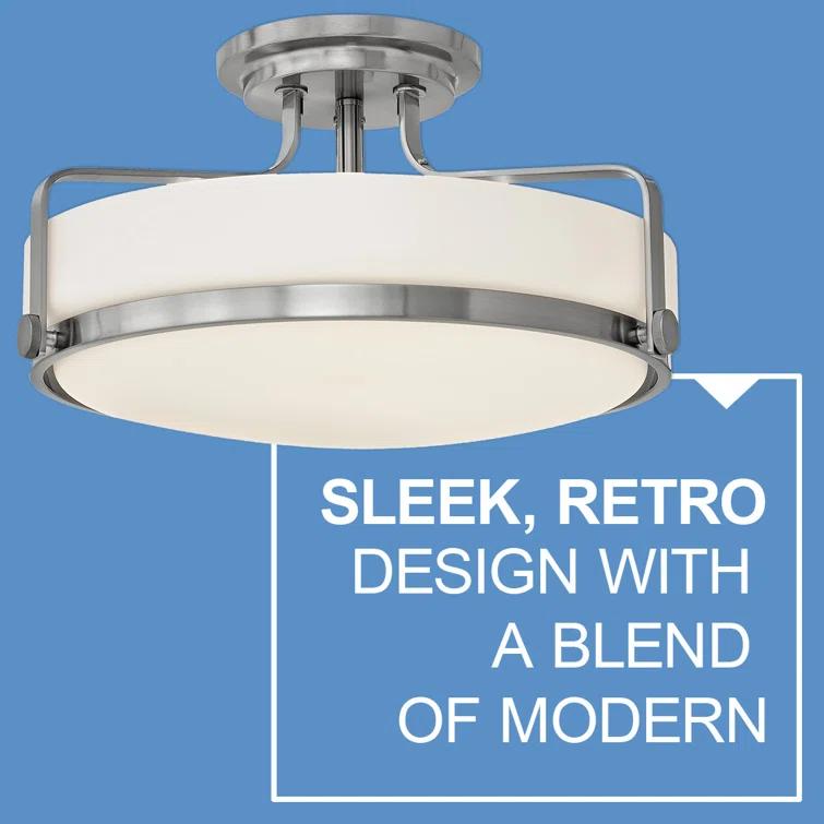Harper Three Light 18" Retro Bowl Semi-Flush Mount Ceiling Light