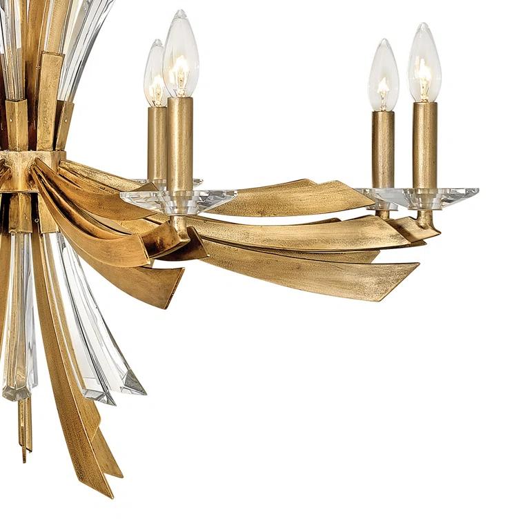 Fredrick Ramond Vida 34" Twelve-Light Two-Tier Candle Chandelier w/ Crystal Accents