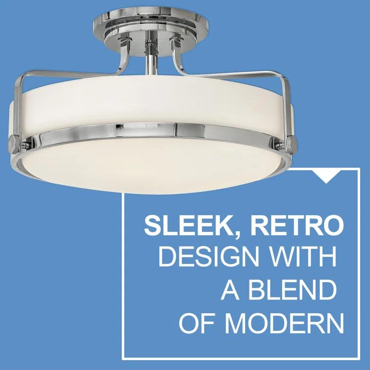Harper Three Light 18" Retro Bowl Semi-Flush Mount Ceiling Light