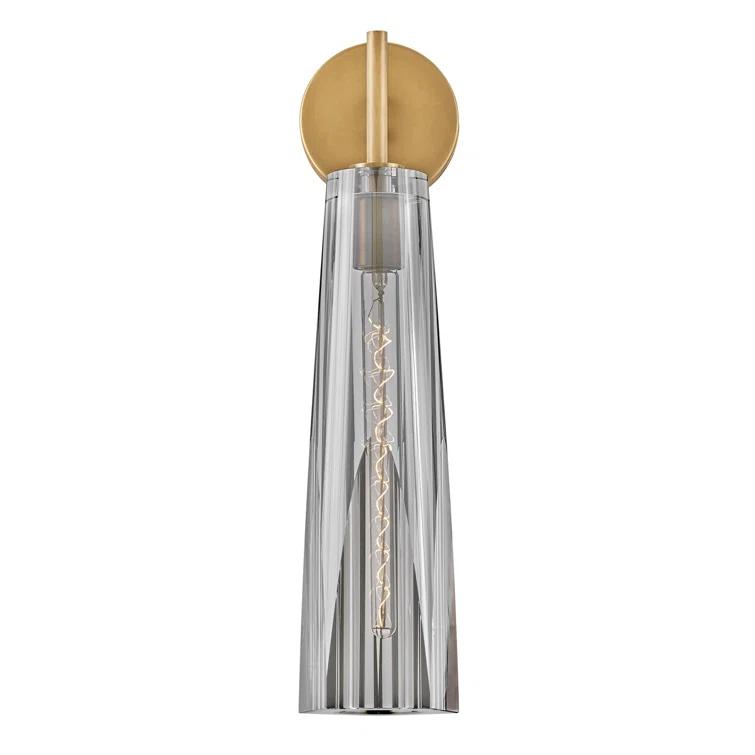 Cosette Single Light Wall Sconce w/ Thick Crystal-Cut Shade & On/Off Switch