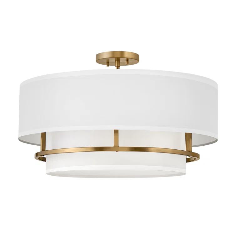 Graham Four-Light Semi-Flush Mount Ceiling Light w/ Faux Parchment Shades