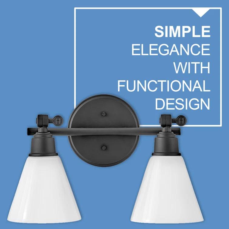 Arti 16-in Adjustable Two Light Bath Vanity with Cased Opal Shade