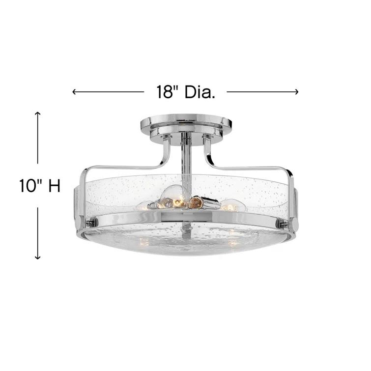 Harper 3-Light Semi-Flush Mount Retro Ceiling Light