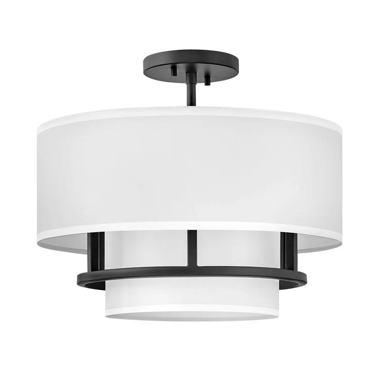 Graham Three-Light Semi-Flush Mount Ceiling Light w/ Faux Parchment Shades