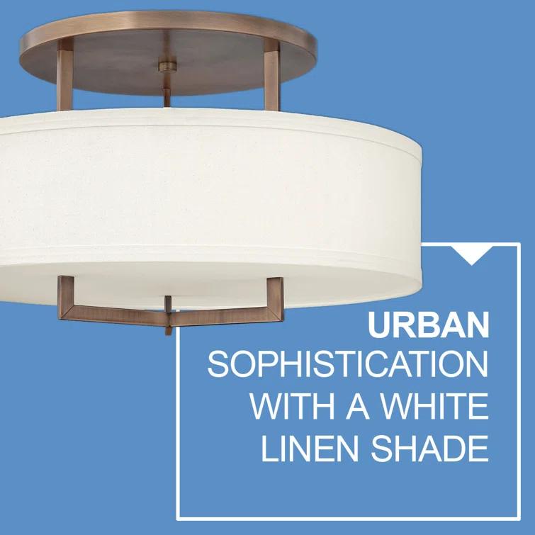 Hampton 3 - Light Shaded Drum Semi Flush Mount