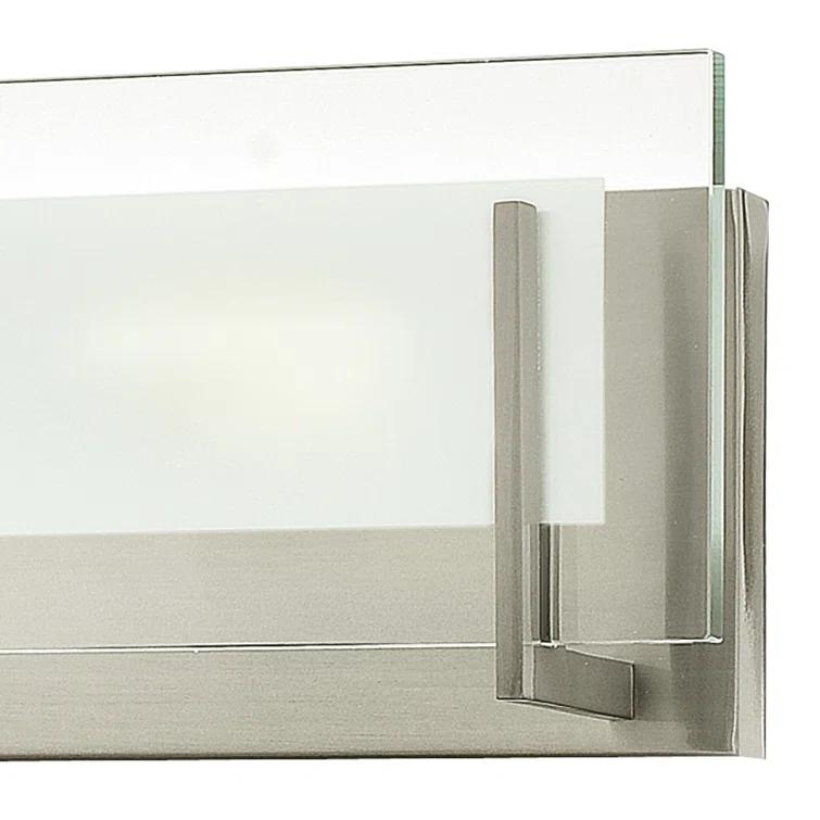 Latitude Sleek 6-Light Brushed Nickel Outdoor Bath Bar with Clear Etched Glass