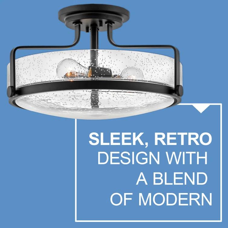 Harper 18-in 3-Light Semi-Flush Mount Retro Ceiling Light