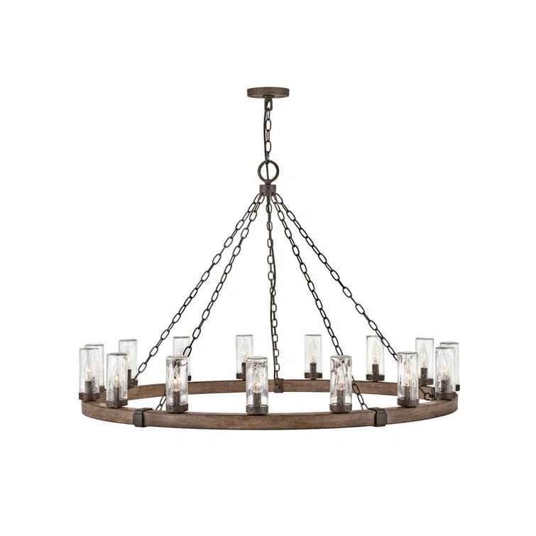 Sawyer 15-Light Single Tier Outdoor Rustic Chandelier