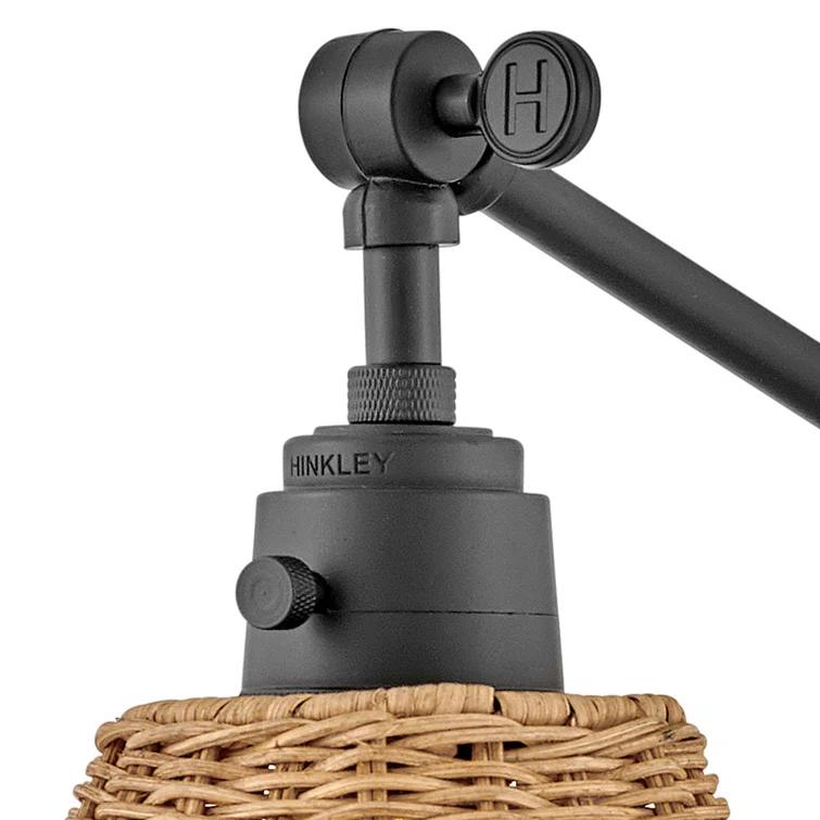 Lennon Plug-In Task Sconce - Black and Natural Rattan