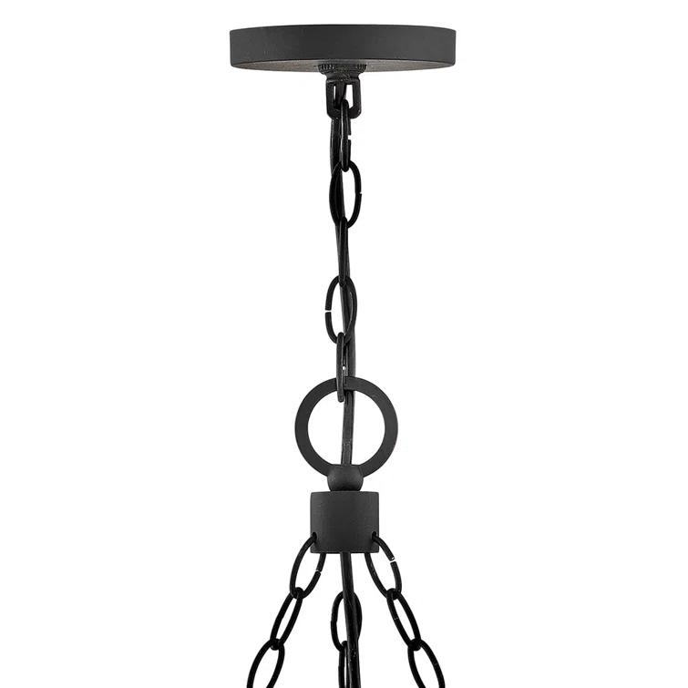 Hinkley Sawyer 30" Nine-Light Outdoor Candle Chandelier w/ Clear Seedy Glass Shades