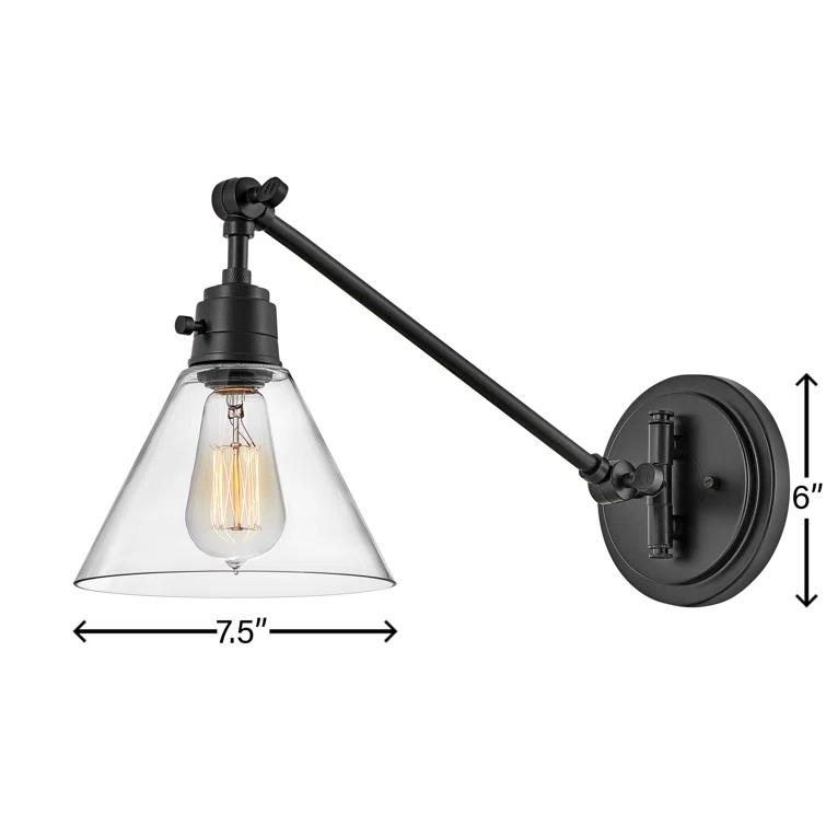 Arti 7.75-in Swing Arm Extendable Single Light Plug-In Sconce with On/Off Switch