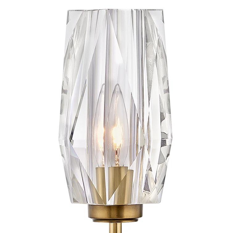 Ana 1-Light Wall Sconce w/ Faceted Heavy-Cut Diamond-Shaped Crystal Shade - Heritage Brass