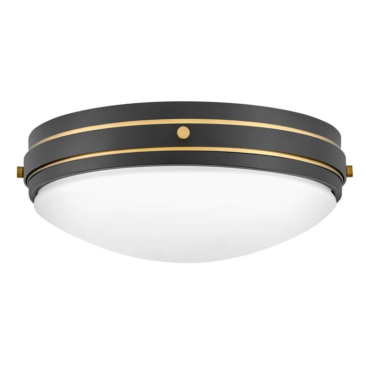 Hinkley Oliver 15.75" 3-Light Shallow Flush Mount Ceiling Light w/ Etched Opal Glass