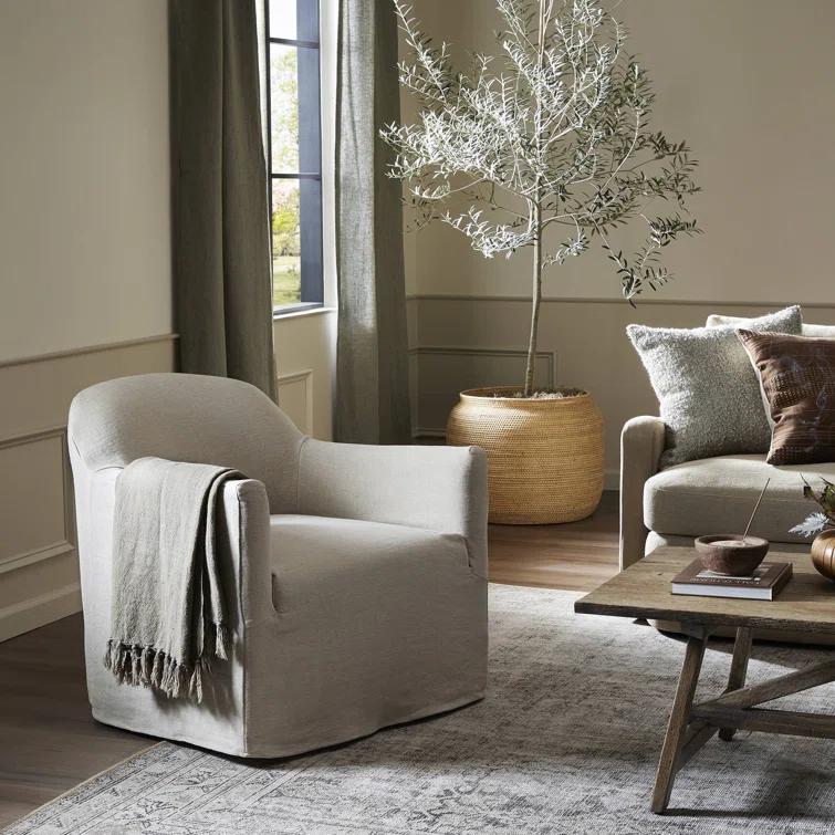 Lowell Slipcover Swivel Chair by Amber Lewis x Four Hands - Dune