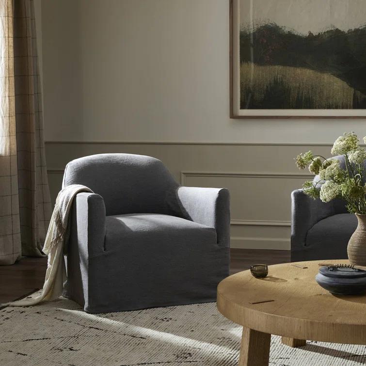 Lowell Slipcover Swivel Chair by Amber Lewis x Four Hands - Denim