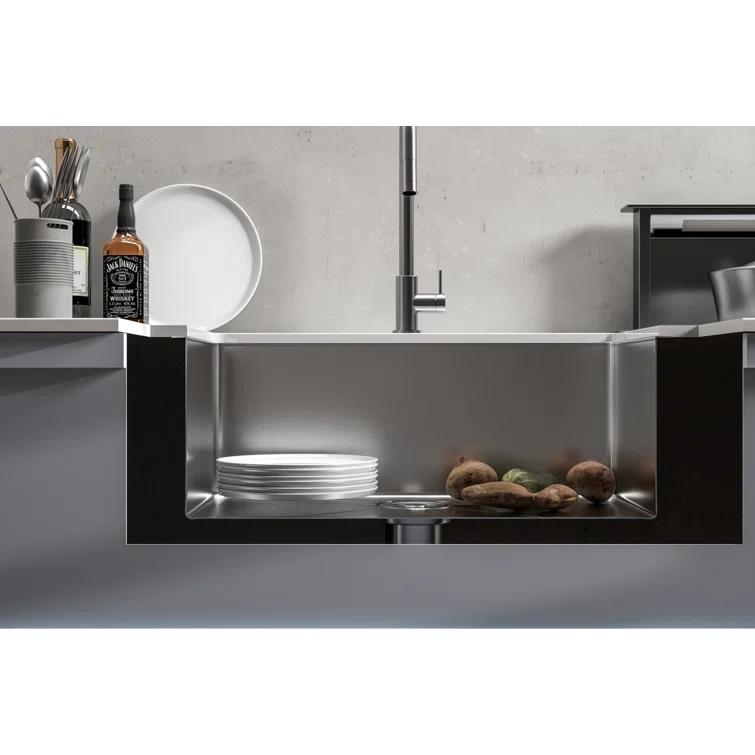 Montgomery 27'' L Farmhouse / Apron Single Bowl Stainless Steel Kitchen Sink