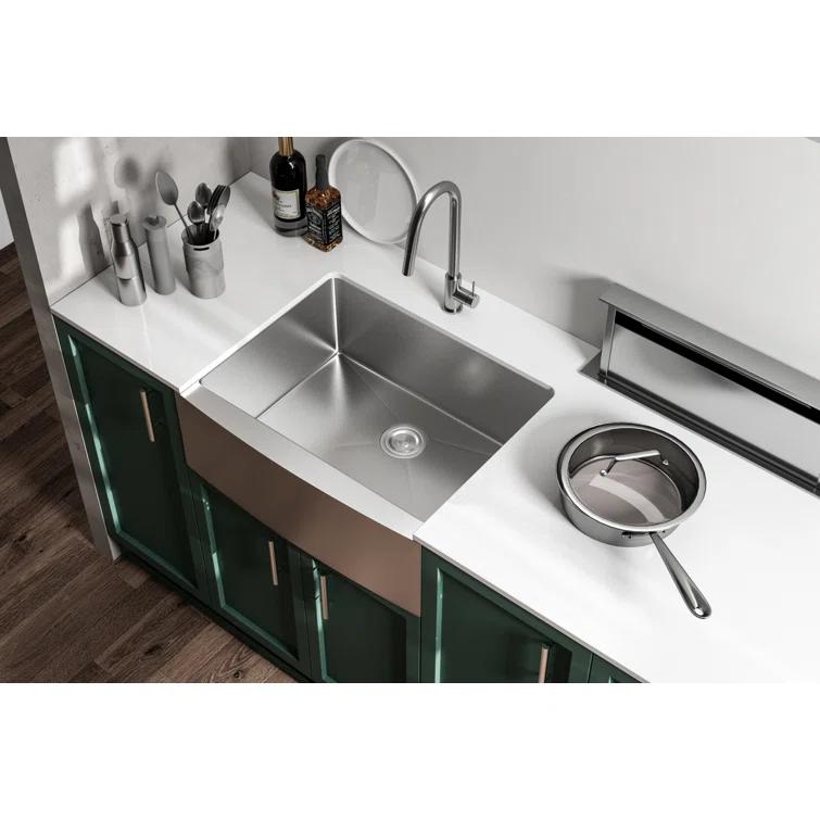 Montgomery 27'' L Farmhouse / Apron Single Bowl Stainless Steel Kitchen Sink