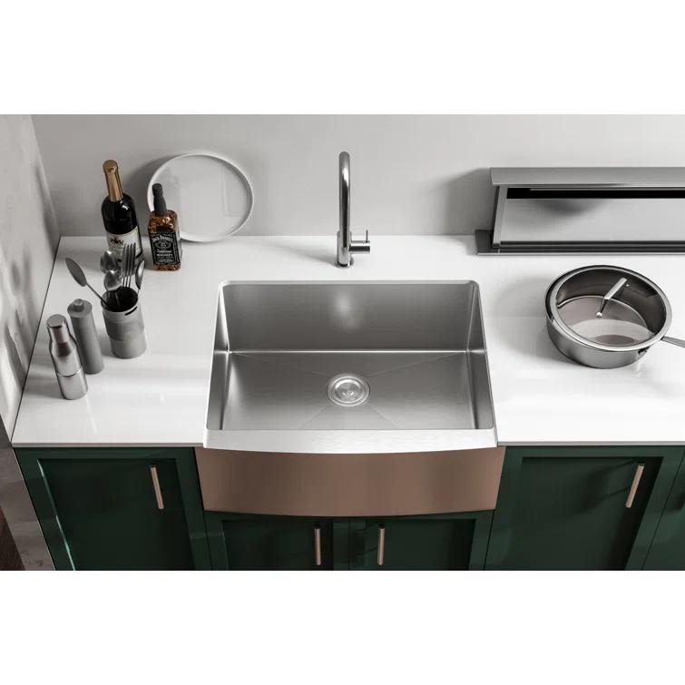 Montgomery 27'' L Farmhouse / Apron Single Bowl Stainless Steel Kitchen Sink