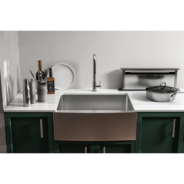 Montgomery 27'' L Farmhouse / Apron Single Bowl Stainless Steel Kitchen Sink