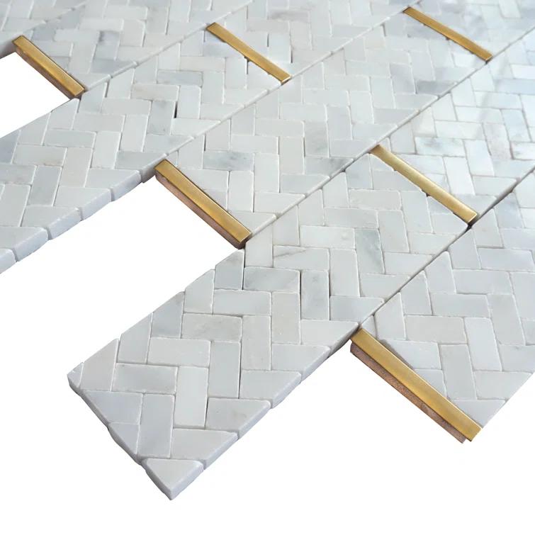 Natural 3" x 3" Natural Stone Brick Joint Mosaic Wall Tile