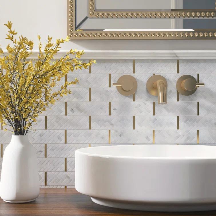Natural 3" x 3" Natural Stone Brick Joint Mosaic Wall Tile