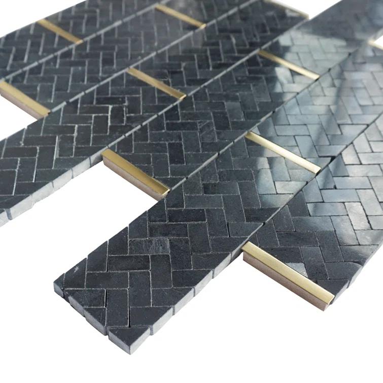 Natural 3" x 3" Natural Stone Brick Joint Mosaic Wall Tile